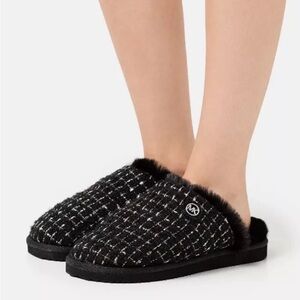 MICHAEL Michael Kors Womens Janis Faux Fur Slip On Slide Slippers Size 9